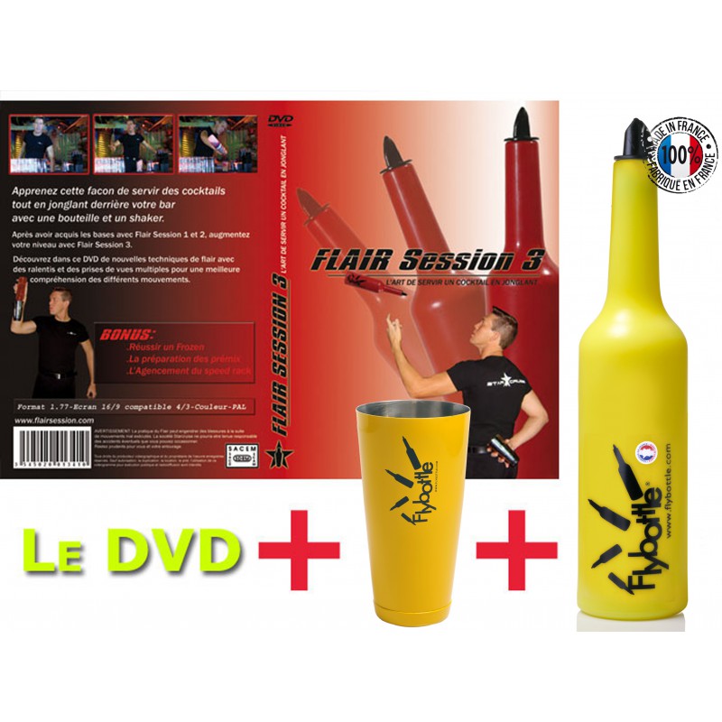 1 Flybottle Classic Jaune + 1 Shaker jaune + DVD FLAIR Session 3
